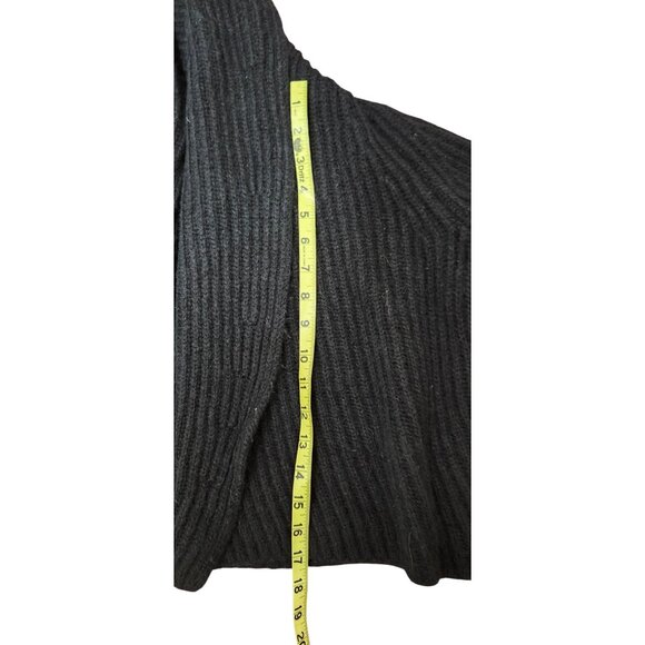 Vince Oversize Shawl Collar Soft Plush WoolBlend Rib Knit Cardigan Black XS $465 - Picture 12 of 15